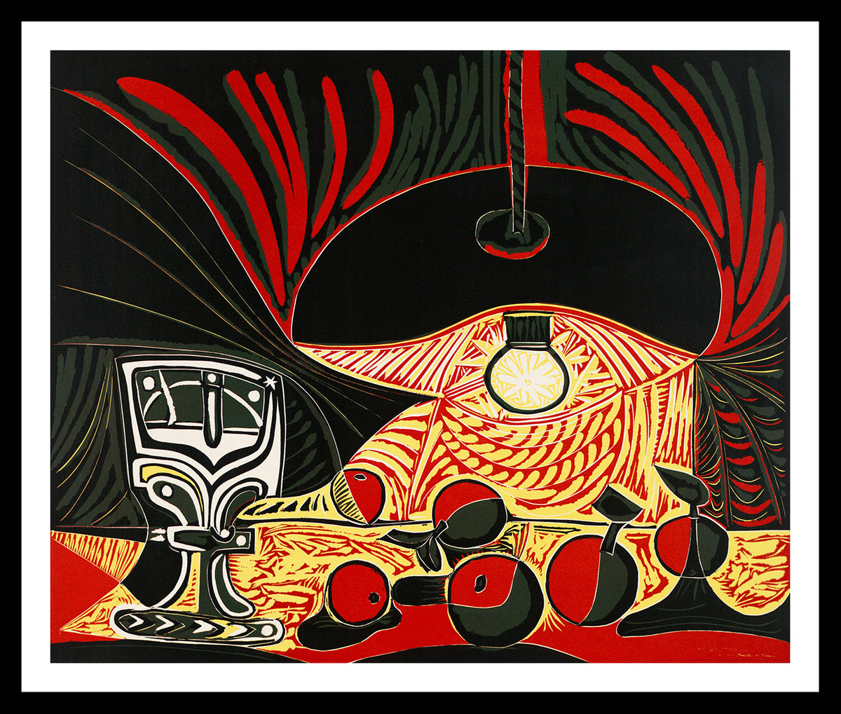 Invin Art Framed Stretch Canvas Still Life Under the Lamp by Pablo Picasso Wall Art Home Decor