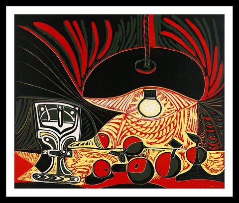 Invin Art Framed Stretch Canvas Still Life Under the Lamp by Pablo Picasso Wall Art Home Decor
