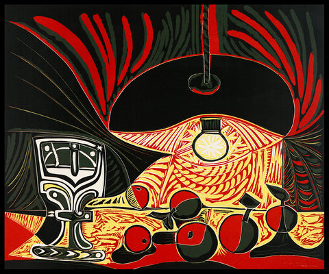 Invin Art Framed Stretch Canvas Still Life Under the Lamp by Pablo Picasso Wall Art Home Decor