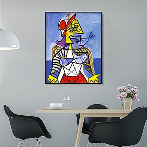 INVIN ART Framed Canvas Giclee Print Art Sitting Woman #1 by Pablo Picasso Wall Art
