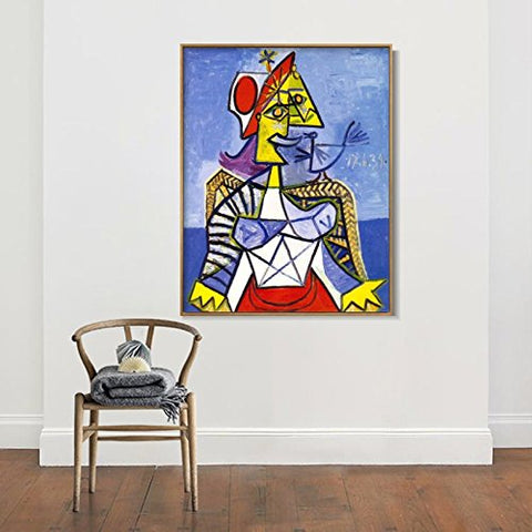 Framed Stretch Canvas Sitting Woman#1 by Pablo Picasso Wall Art
