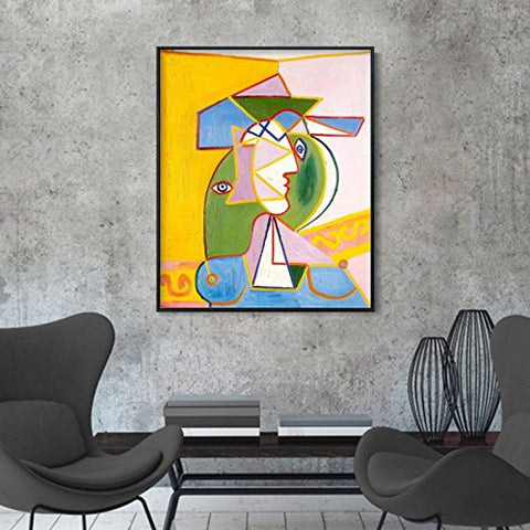 Framed Canvas-Bust of woman by Pablo Picasso Wall Art