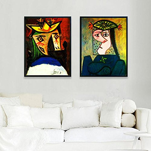Combo Painting 2 Pieces by Pablo Picasso INVIN ART Framed Canvas Giclee Print Art Wall Art Series #58