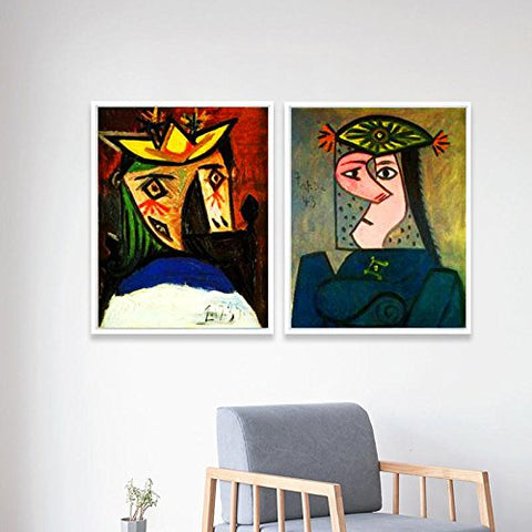 Combo Painting 2 Pieces by Pablo Picasso INVIN ART Framed Canvas Giclee Print Art Wall Art Series #58