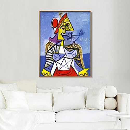 Framed Stretch Canvas Sitting Woman#1 by Pablo Picasso Wall Art