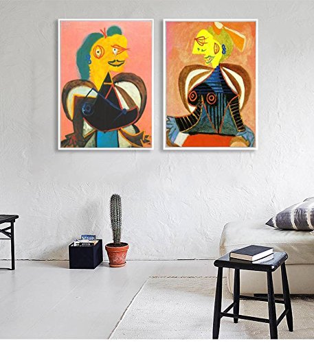 Combo Painting 2 Pieces by Pablo Picasso INVIN ART Framed Canvas Giclee Print Art Wall Art Series #14