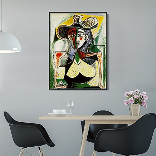 Framed Canvas-Abstract Painting Woman with a Big Hat by Pablo Picasso