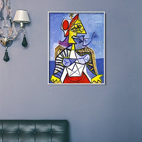 Framed Stretch Canvas Sitting Woman#1 by Pablo Picasso Wall Art