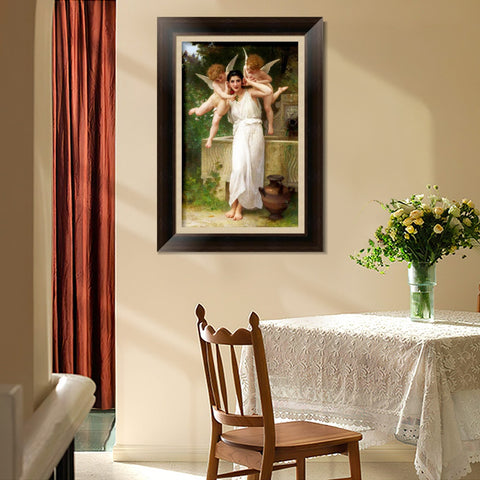 INVIN ART Framed Canvas Art Giclee Print Youth 1893 by William Adolphe Bouguereau Wall Art Living Room Home Office Decorations