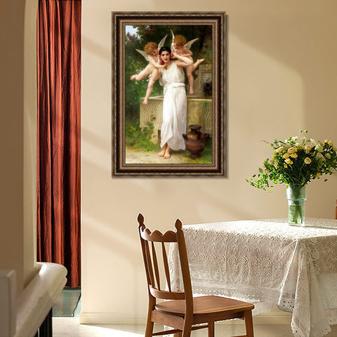 INVIN ART Framed Canvas Art Giclee Print Youth 1893 by William Adolphe Bouguereau Wall Art Living Room Home Office Decorations