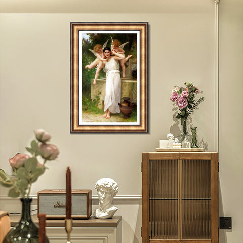 INVIN ART Framed Canvas Art Giclee Print Youth 1893 by William Adolphe Bouguereau Wall Art Living Room Home Office Decorations