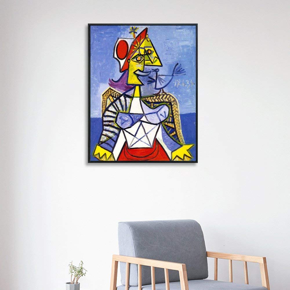 Framed Stretch Canvas Sitting Woman#1 by Pablo Picasso Wall Art