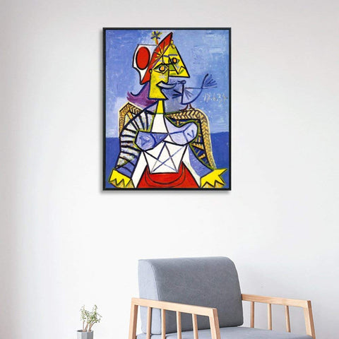 Framed Stretch Canvas Sitting Woman#1 by Pablo Picasso Wall Art