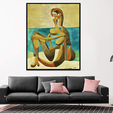 Framed Canvas-Seated Bather,1930 by Pablo Picasso Wall Art