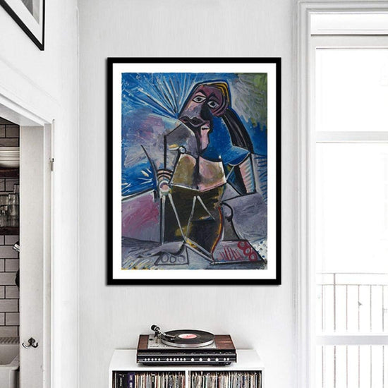 Framed Stretch Canvas At Work by Pablo Picasso Wall Art