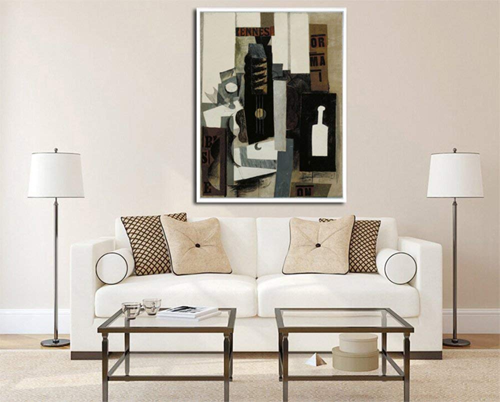 Framed Canvas-Glass, Guitar, And Bottle,1913 by Pablo Picasso Wall Art