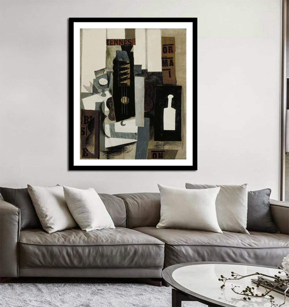 Framed Canvas-Glass, Guitar, And Bottle,1913 by Pablo Picasso Wall Art