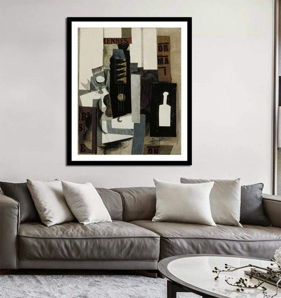 Framed Canvas-Glass, Guitar, And Bottle,1913 by Pablo Picasso Wall Art