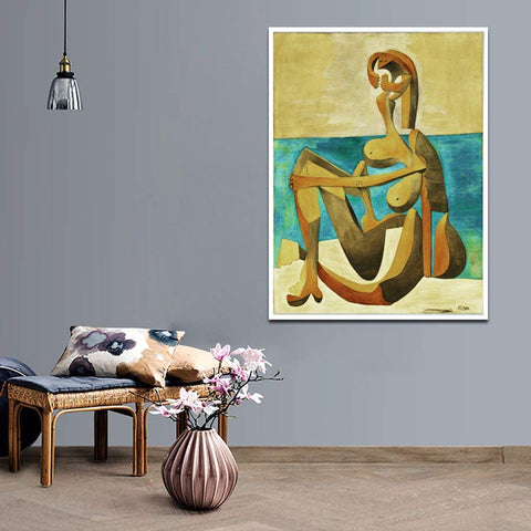 Framed Canvas-Seated Bather,1930 by Pablo Picasso Wall Art