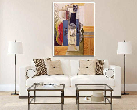Framed Stretch Canvas Violin Hanging on the Wall by Pablo Picasso Wall Art