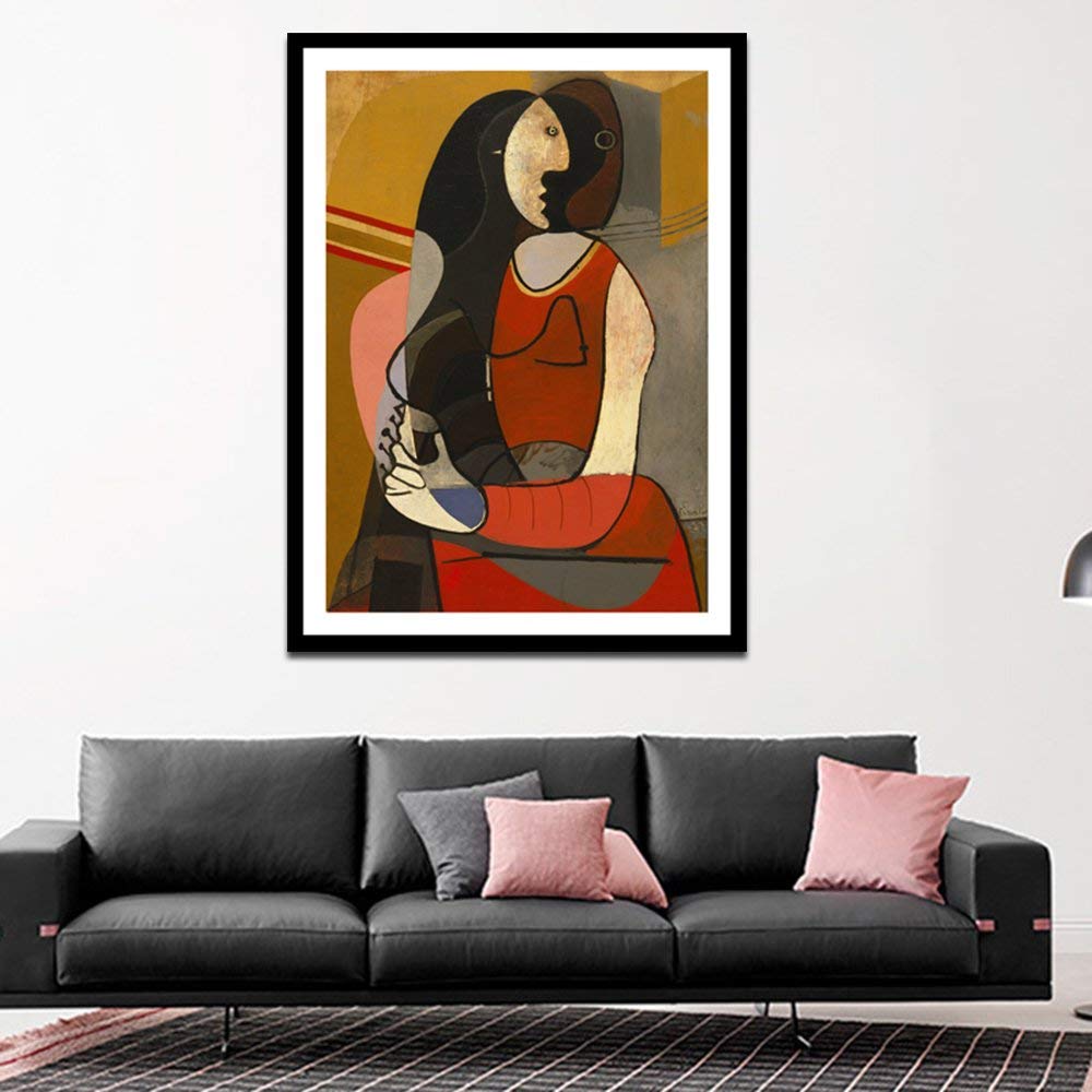 Framed Canvas-Seated Woman,1927 by Pablo Picasso Wall Art
