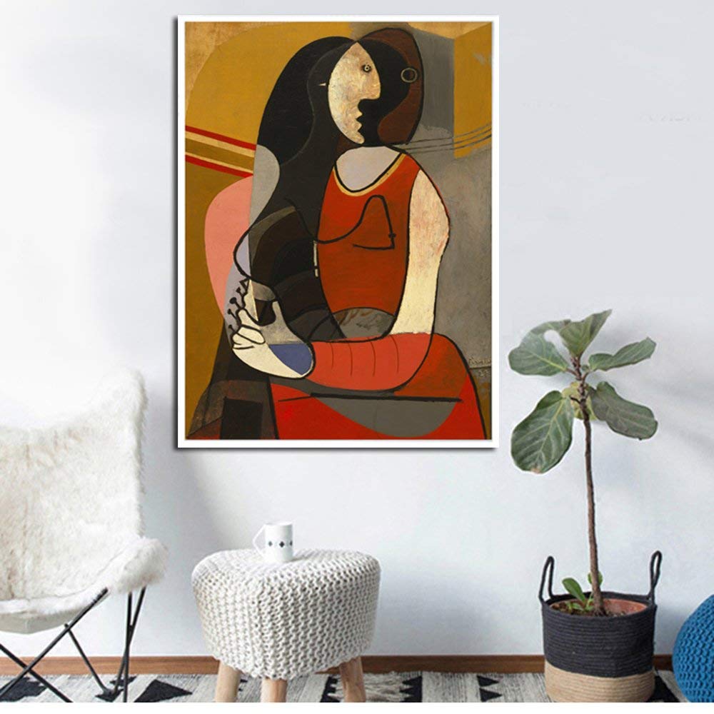 Framed Canvas-Seated Woman,1927 by Pablo Picasso Wall Art