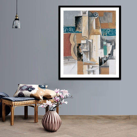 Framed Stretch Canvas Guitar And Violin 1912 by Pablo Picasso Wall Art