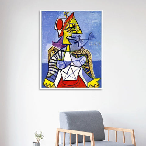 INVIN ART Framed Canvas Giclee Print Art Sitting Woman #1 by Pablo Picasso Wall Art