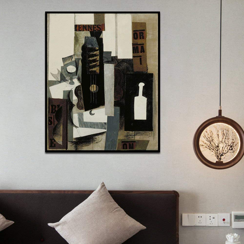 Framed Canvas-Glass, Guitar, And Bottle,1913 by Pablo Picasso Wall Art