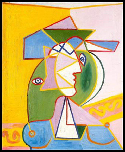 Framed Canvas-Bust of woman by Pablo Picasso Wall Art
