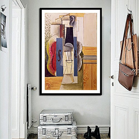 Framed Stretch Canvas Violin Hanging on the Wall by Pablo Picasso Wall Art