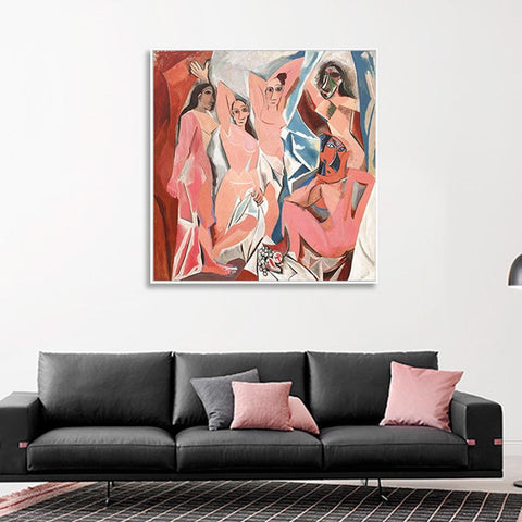 INVIN ART Framed Canvas Giclee Print Art Les Demoiselles d'Avignon by Pablo Picasso Wall Art