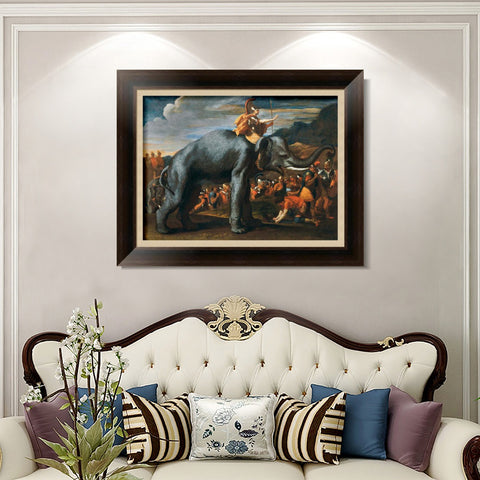INVIN ART Framed Canvas Art Giclee Print Hannibal crossing the Alps on elephant back by Nicolas Poussin Wall Art Living Room Home Office Decorations