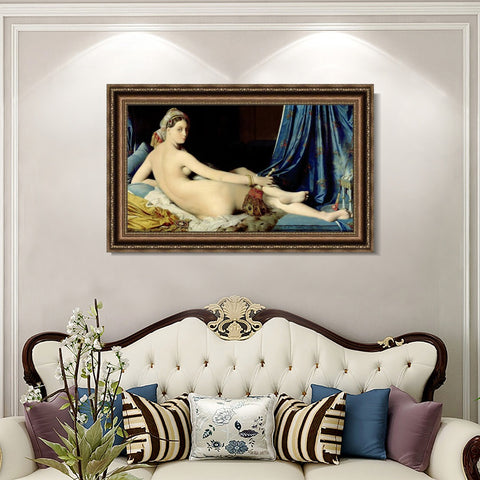 INVIN ART Framed Canvas Art Giclee Print La Grande Odalisque by Jean Auguste Dominique Ingres Wall Art Living Room Home Office Decorations