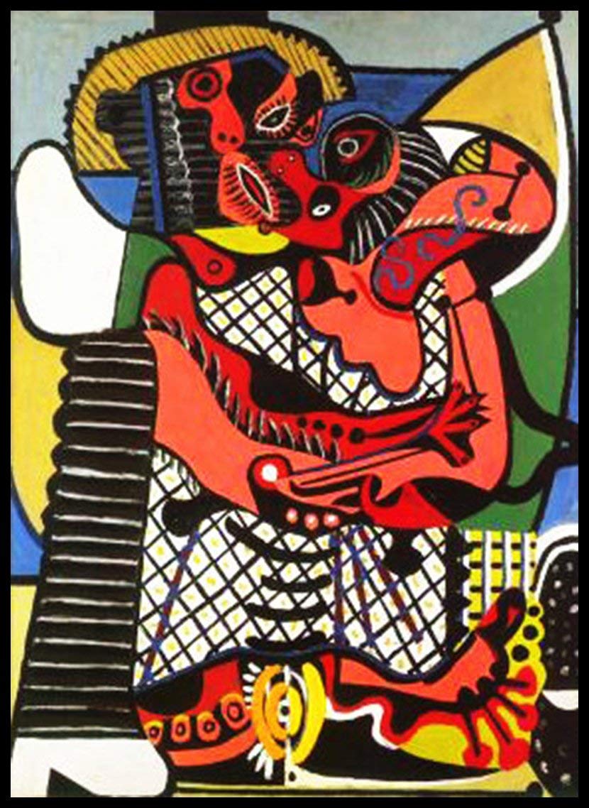 Framed Canvas-Abstract Painting The Kiss by Pablo Picasso Wall Art