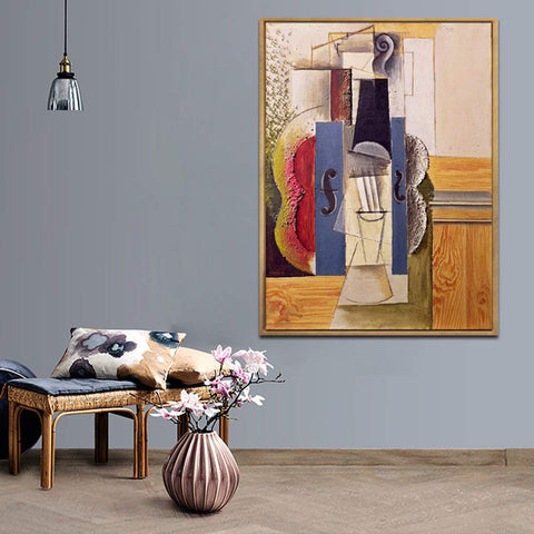 Framed Stretch Canvas Violin Hanging on the Wall by Pablo Picasso Wall Art