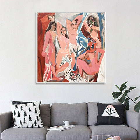 INVIN ART Framed Canvas Giclee Print Art Les Demoiselles d'Avignon by Pablo Picasso Wall Art