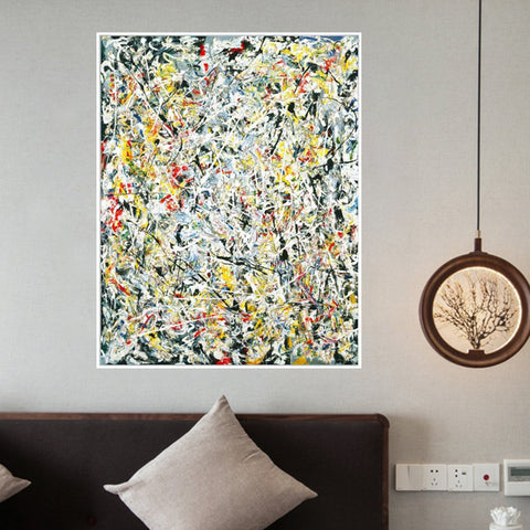 INVIN ART Framed Canvas White Light by Jackson Pollock Giclee Print Artwork Wall Art Home Decor
