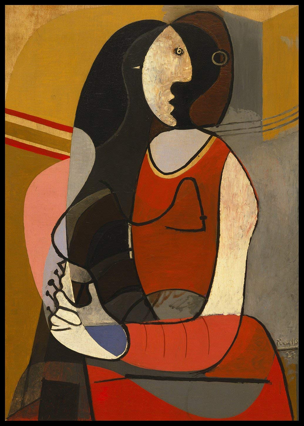 Framed Canvas-Seated Woman,1927 by Pablo Picasso Wall Art