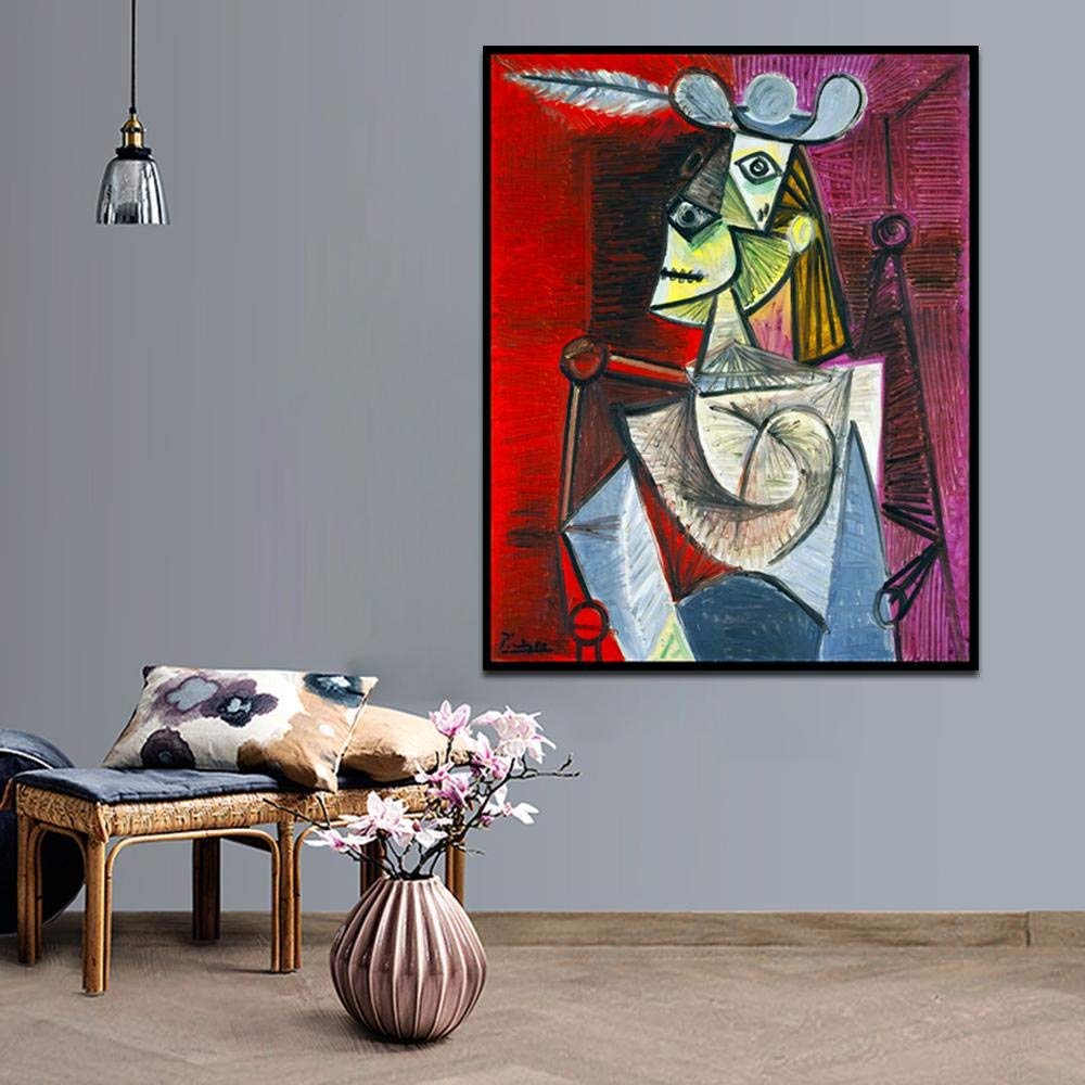 Framed Stretch Canvas Woman In An Armchair by Pablo Picasso Wall Art