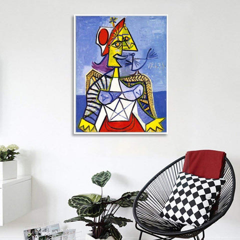 Framed Stretch Canvas Sitting Woman#1 by Pablo Picasso Wall Art