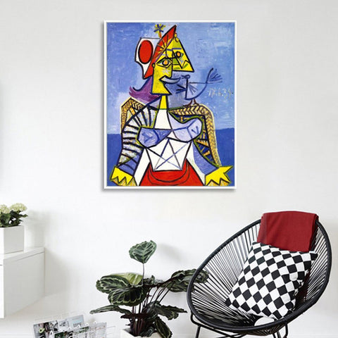 INVIN ART Framed Canvas Giclee Print Art Sitting Woman #1 by Pablo Picasso Wall Art