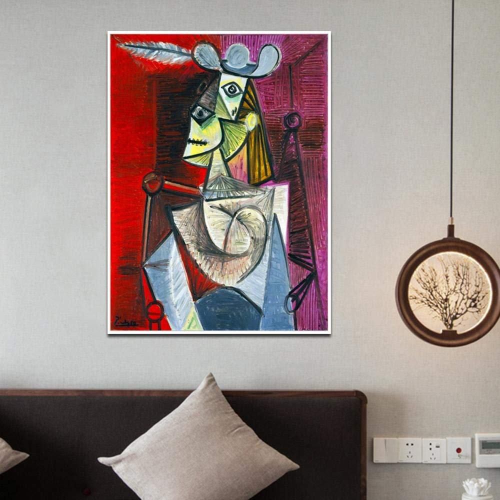 Framed Stretch Canvas Woman In An Armchair by Pablo Picasso Wall Art