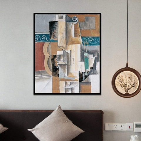 Framed Stretch Canvas Guitar And Violin 1912 by Pablo Picasso Wall Art