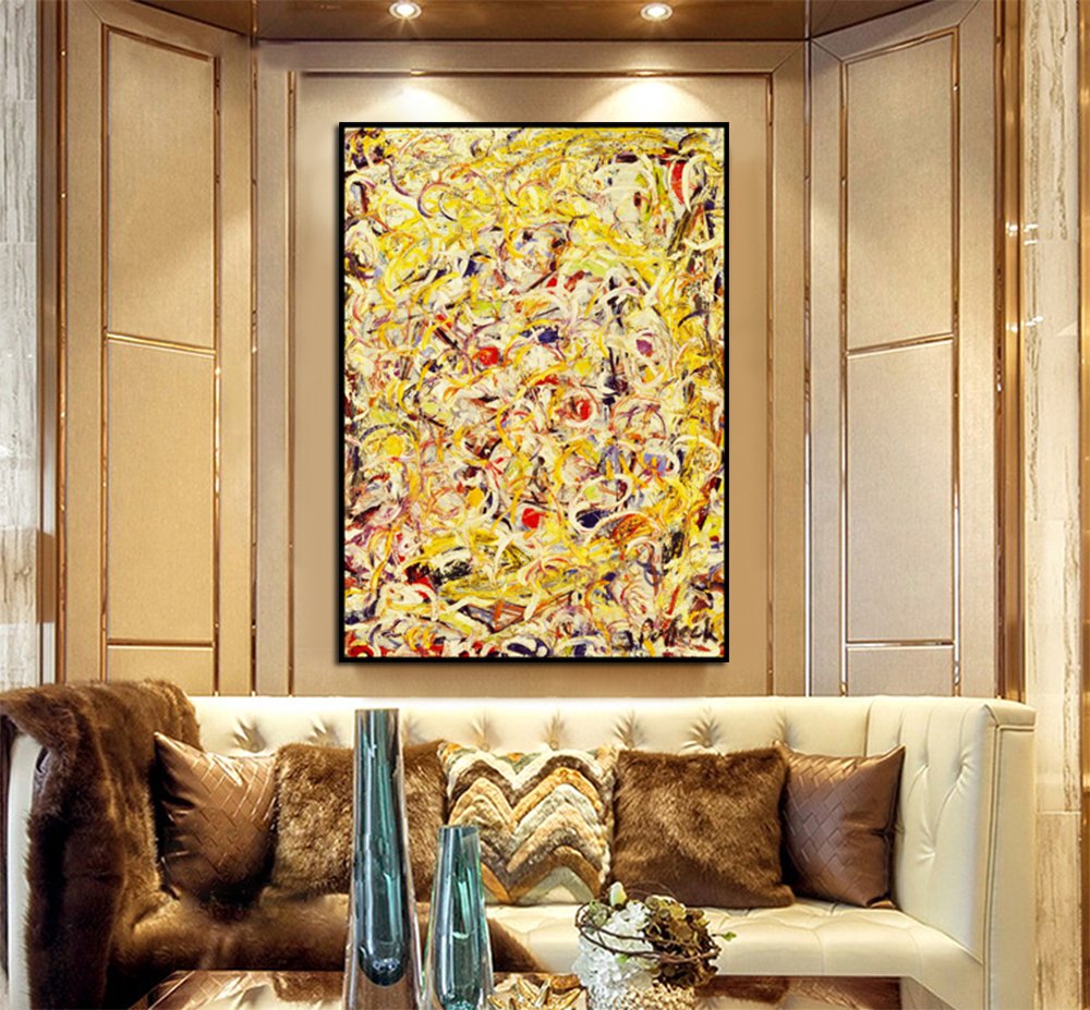 INVIN ART Framed Canvas Giclee Print Art Shimmering Substance by Jackson Pollock Abstract Wall Art Living Room Home Office Decorations