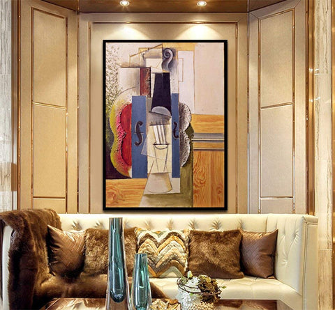 Framed Stretch Canvas Violin Hanging on the Wall by Pablo Picasso Wall Art