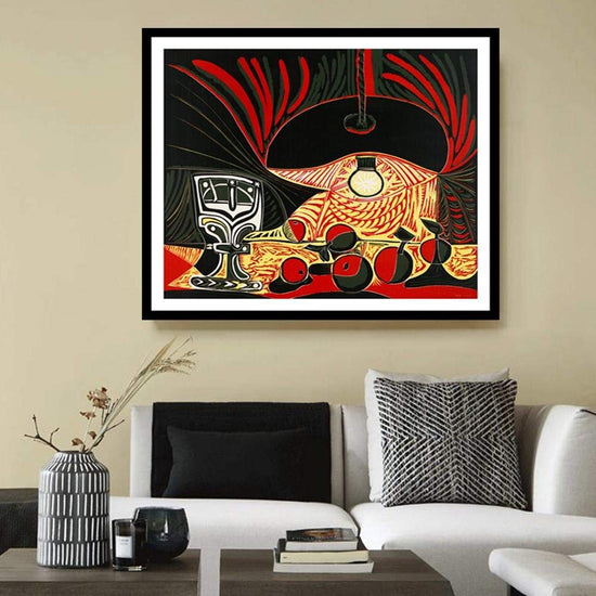 Framed Stretch Canvas Still Life Under the Lamp by Pablo Picasso Wall Art