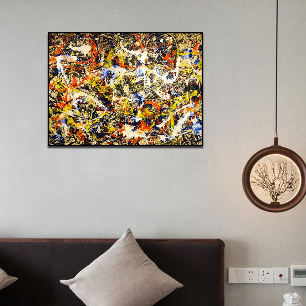 INVIN ART Framed Canvas Convergence by Jackson Pollock Giclee Print Art Abstract Wall Art