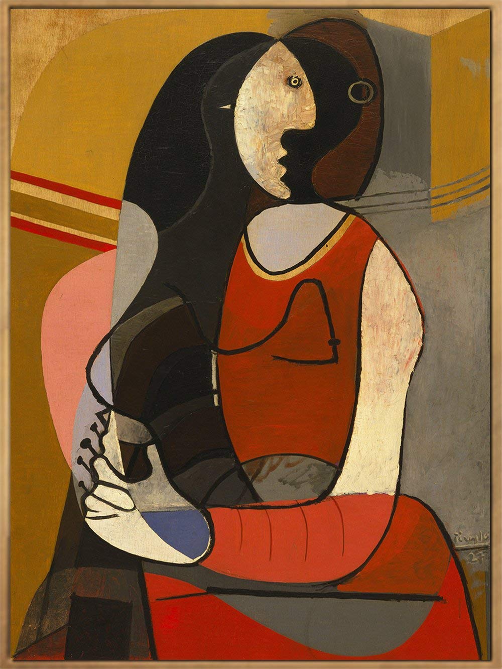 Framed Canvas-Seated Woman,1927 by Pablo Picasso Wall Art
