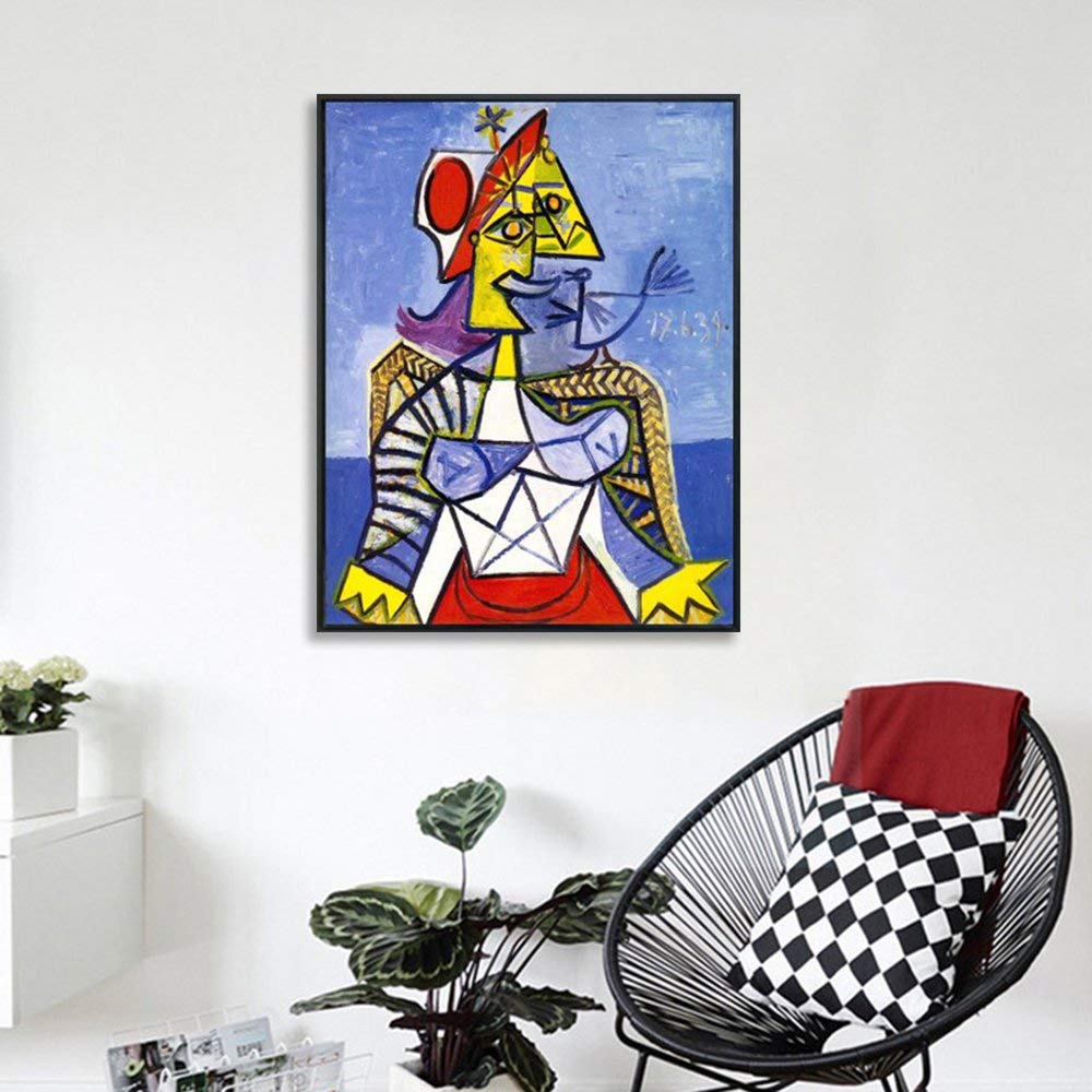 Framed Stretch Canvas Sitting Woman#1 by Pablo Picasso Wall Art